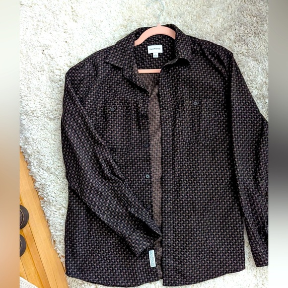 Frank and oak flannel shirt, with print in shades of brown. Slim fit - Picture 1 of 2